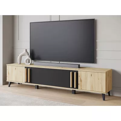 Široký televizní stolek POULSBO - dub artisan / černý grafitový