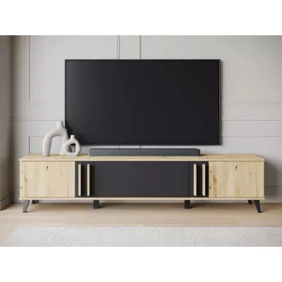 Široký televizní stolek POULSBO - dub artisan / černý grafitový