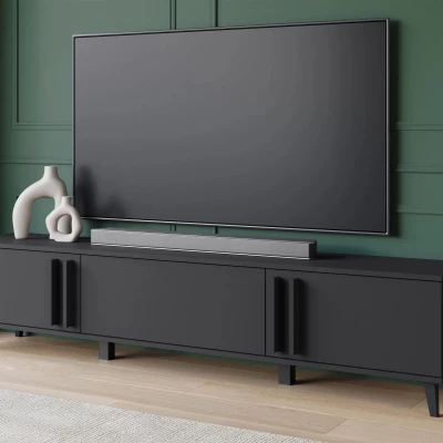 Široký televizní stolek POULSBO - černý grafitový