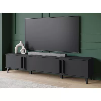 Široký televizní stolek POULSBO - černý grafitový