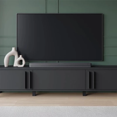Široký televizní stolek POULSBO - černý grafitový