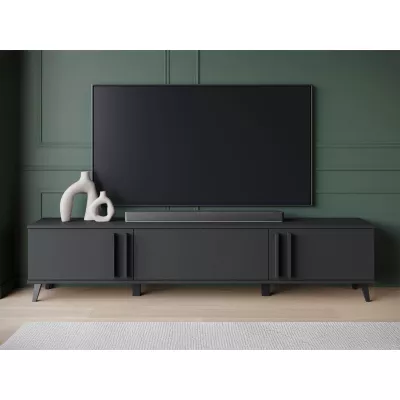 Široký televizní stolek POULSBO - černý grafitový