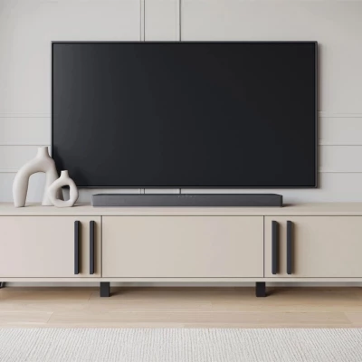 Široký televizní stolek POULSBO - congo / černý grafitový