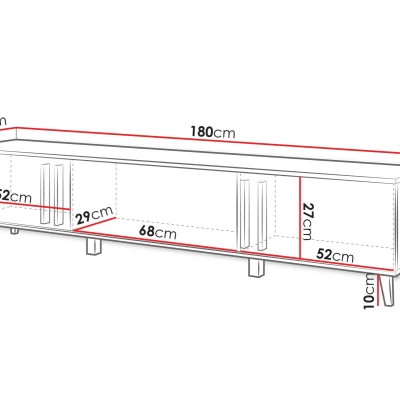 Široký televizní stolek POULSBO - congo / černý grafitový