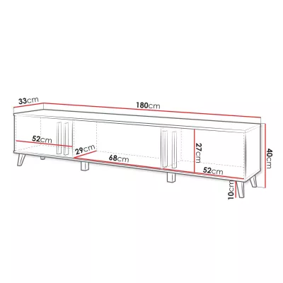 Široký televizní stolek POULSBO - congo / černý grafitový