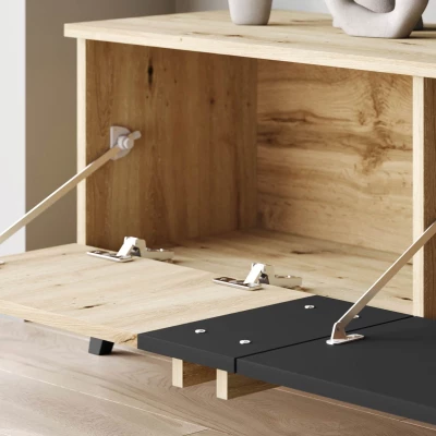 Široký televizní stolek POULSBO - černý grafitový