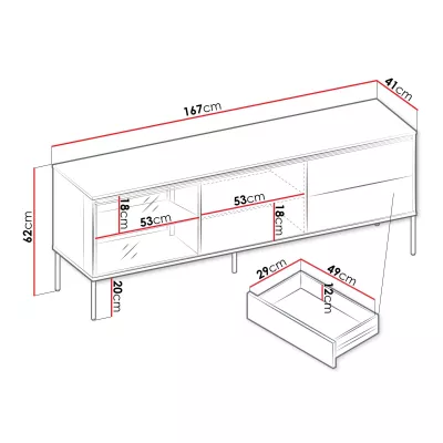 Prosklený TV stolek ANACORTES - dub + LED osvětlení ZDARMA