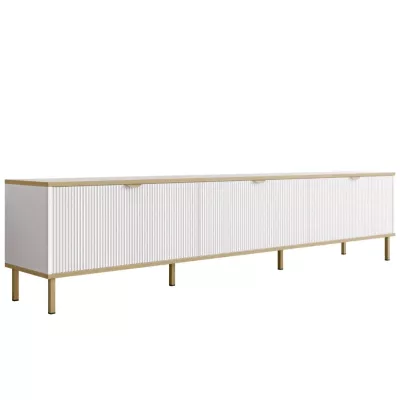 Široký televizní stolek PULLMAN - zlatý / bílý