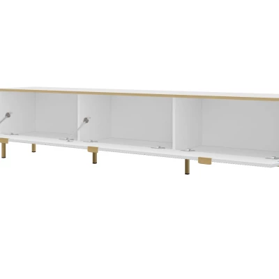 Široký televizní stolek PULLMAN - zlatý / bílý