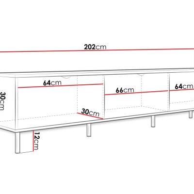 Široký televizní stolek PULLMAN - zlatý / bílý
