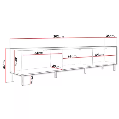 Široký televizní stolek PULLMAN - zlatý / bílý