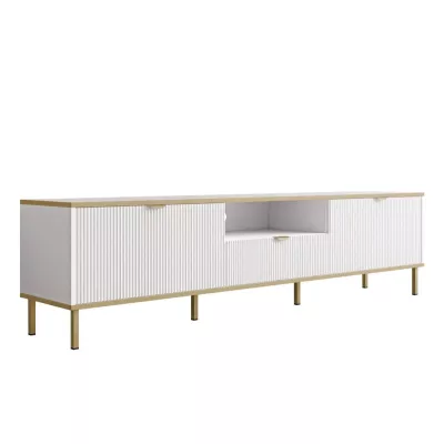 Televizní stolek se šuplíkem PULLMAN - zlatý / bílý