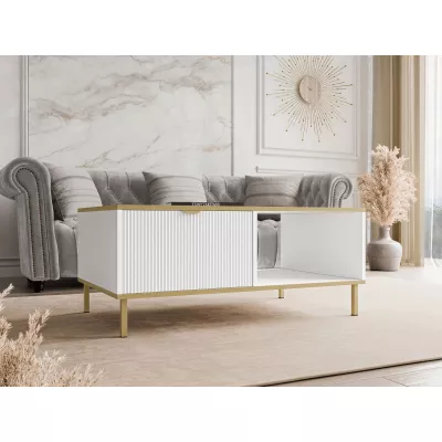 Konferenční stolek PULLMAN - zlatý / bílý