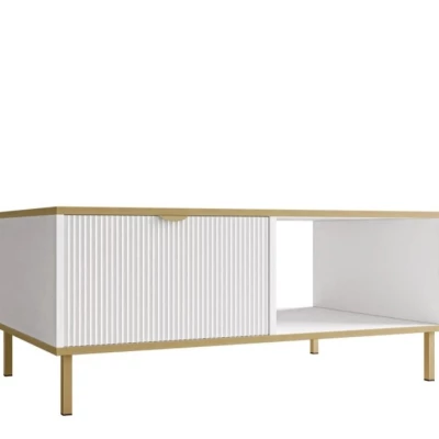 Konferenční stolek PULLMAN - zlatý / bílý