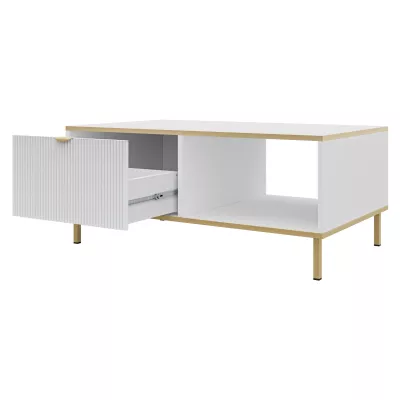 Konferenční stolek PULLMAN - zlatý / bílý