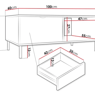 Konferenční stolek PULLMAN - zlatý / bílý