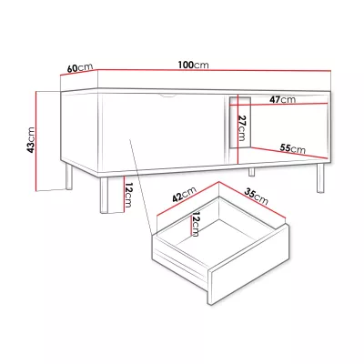 Konferenční stolek PULLMAN - zlatý / bílý