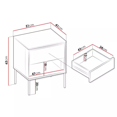 Noční stolek ANACORTES - dub