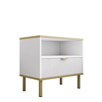 Noční stolek PULLMAN - zlatý / bílý