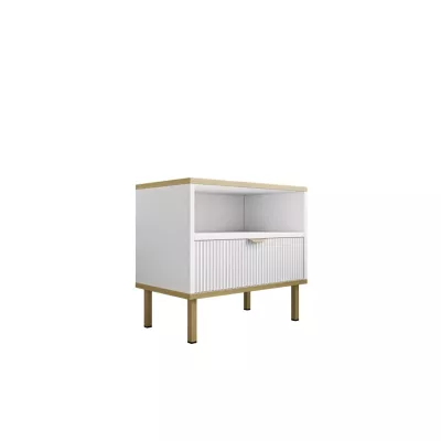 Noční stolek PULLMAN - zlatý / bílý
