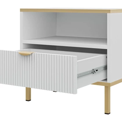 Noční stolek PULLMAN - zlatý / bílý