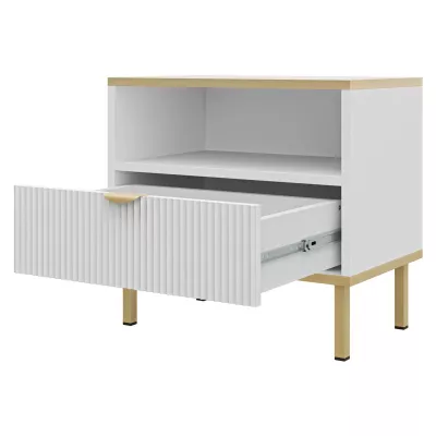 Noční stolek PULLMAN - zlatý / bílý