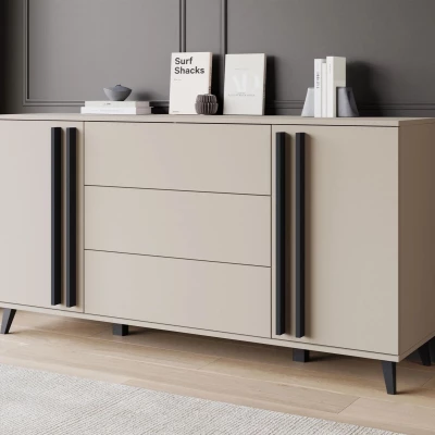 Široká kombinovaná komoda POULSBO - congo / černá grafitová