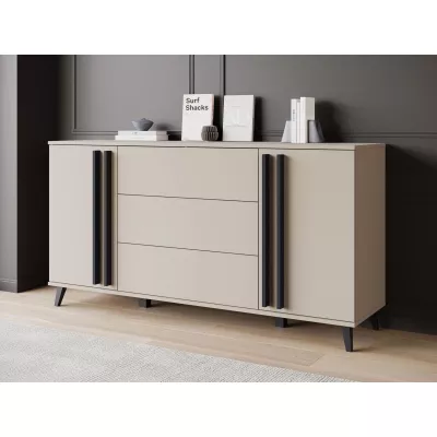 Široká kombinovaná komoda POULSBO - congo / černá grafitová