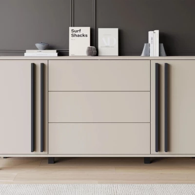 Široká kombinovaná komoda POULSBO - congo / černá grafitová