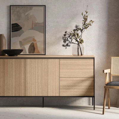 Široká kombinovaná komoda ANACORTES - dub