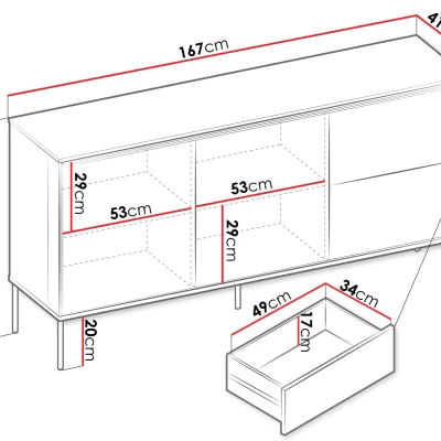 Široká kombinovaná komoda ANACORTES - dub