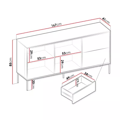 Široká kombinovaná komoda ANACORTES - dub