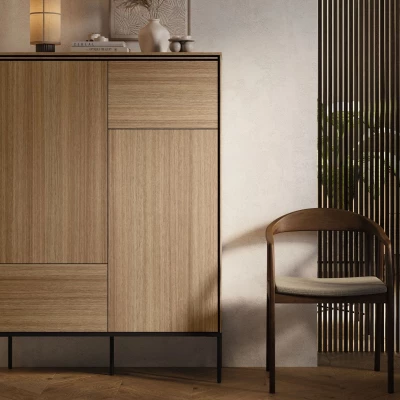 Vysoká komoda s dvířky ANACORTES - dub