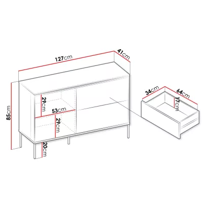 Kombinovaná komoda ANACORTES - dub