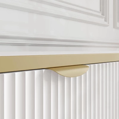 Komoda se šuplíky a dvířky PULLMAN - zlatá / bílá