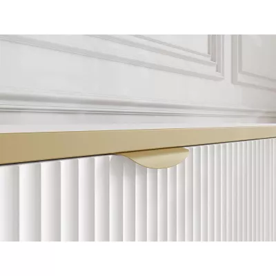 Komoda se šuplíky a dvířky PULLMAN - zlatá / bílá