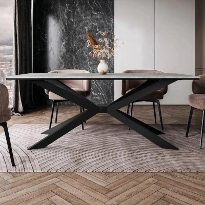 Designový jídelní stůl 190x90 LYNNWOOD - beton / černý