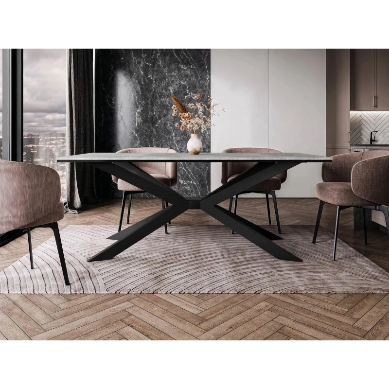 Designový jídelní stůl 190x90 LYNNWOOD - beton / černý