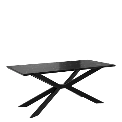 Designový jídelní stůl 190x90 LYNNWOOD - mramor black royal / lesklý černý / černý
