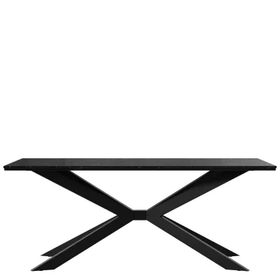 Designový jídelní stůl 190x90 LYNNWOOD - mramor black royal / lesklý černý / černý