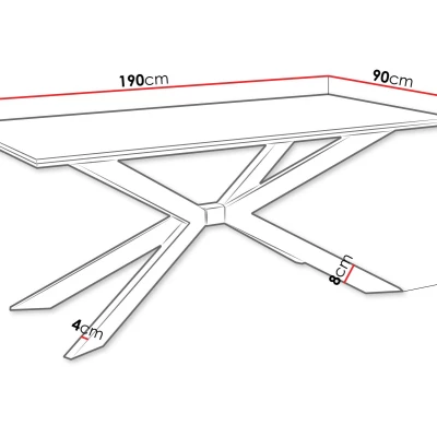 Designový jídelní stůl 190x90 LYNNWOOD - beton / černý
