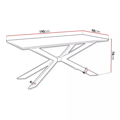 Designový jídelní stůl 190x90 LYNNWOOD - mramor bílý / lesklý bílý / černý