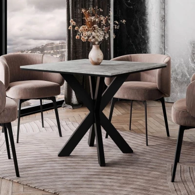 Designový jídelní stůl 90x90 MUKILTEO - beton / černý