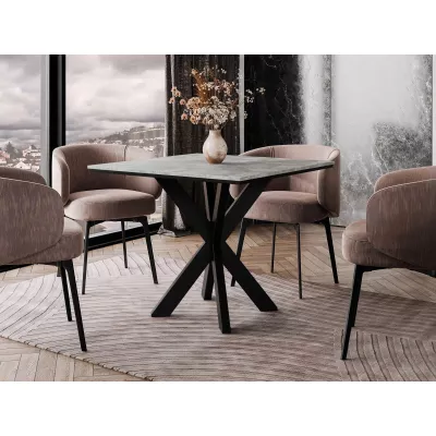 Designový jídelní stůl 90x90 MUKILTEO - beton / černý