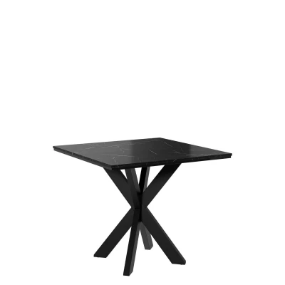 Designový jídelní stůl 90x90 MUKILTEO - mramor black royal / lesklý černý / černý