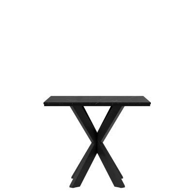 Designový jídelní stůl 90x90 MUKILTEO - mramor black royal / lesklý černý / černý