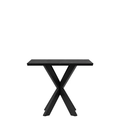 Designový jídelní stůl 90x90 MUKILTEO - mramor black royal / lesklý černý / černý