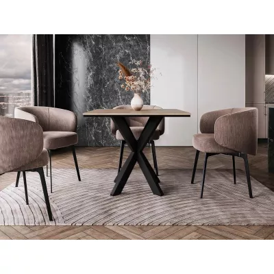 Designový jídelní stůl 90x90 MUKILTEO - dub wotan / černý