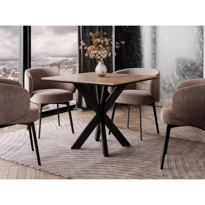 Designový jídelní stůl 90x90 MUKILTEO - dub wotan / černý