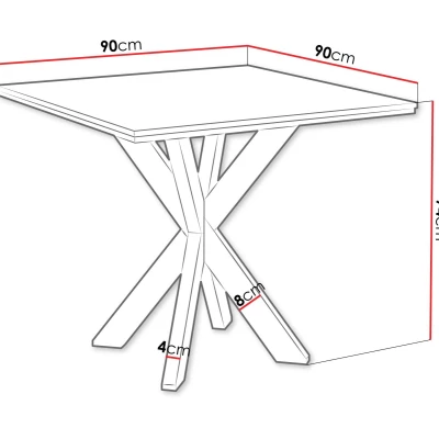 Designový jídelní stůl 90x90 MUKILTEO - beton / černý